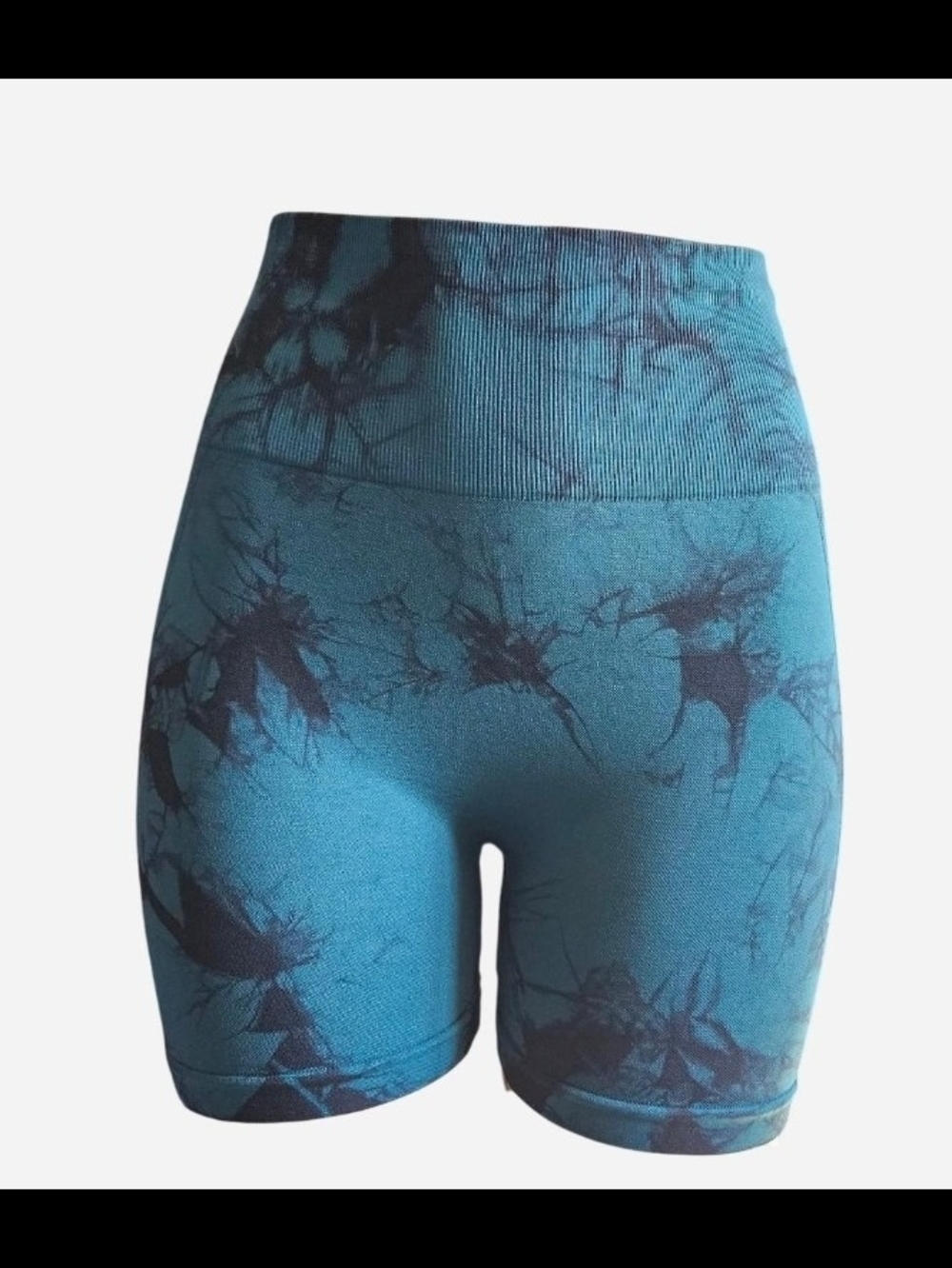 High-Rise Teal Tie-Dye Women's Active Shorts